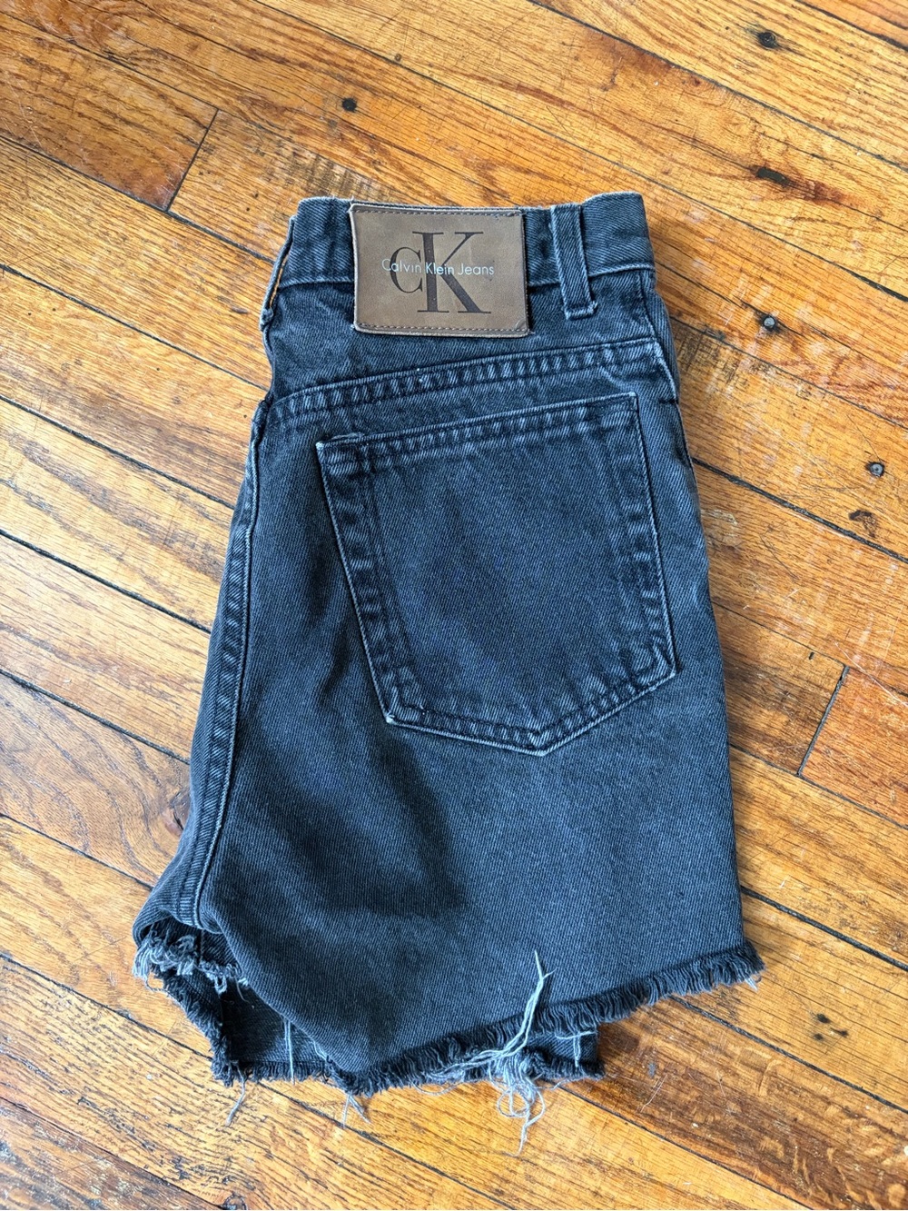 Calvin Klein Jeans Charcoal Black Frayed Hem Denim Shorts